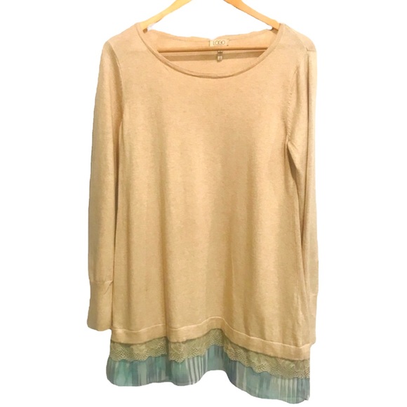 🌟⭐️Logo Lori Goldstein Cotton Cashmere Tunic Beige SP - Picture 1 of 7